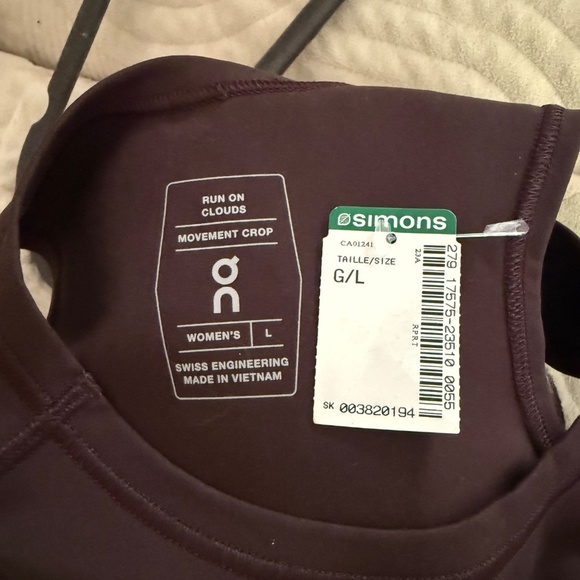 NWT! ON Movement Crop | L|  Ox/ Lavender - Picture 7 of 7